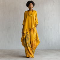 Elegant Vintage Print Irregular Hem Two-Piece Set