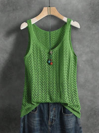 Ladies Elegant Solid Color Knitted Vest Summer Thin Layer Short Outerwear Tank Top Suitable for Denim Jeans