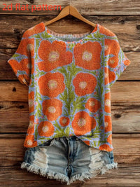 Printed Design - Nottextured Spring/Summer Fashion New Pullover Round Neck Sleeveless Women's Top with Flat Digital Print Trendy Women's Clothing Ladies' Top