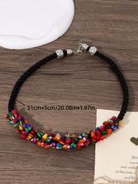 Bohemian Handmade Irregular Gravel Shell Woven Twists Rope Collar Necklace