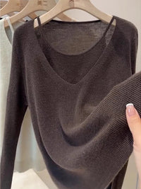 High-End Women's Long Sleeve Knitted Sweater Pure Color Design Korean Style Winter Fashion New Arrival Comfortable Loose Fit